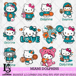 Miami Dolphins Hello Kitty Bundle 12 SVG Svg Eps Dxf Png File, Digital Download, Instant Download