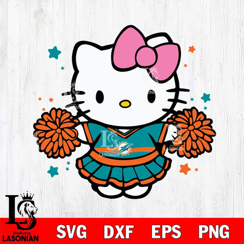 Miami Dolphins Hello Kitty Cheerleader 10 Svg Eps Dxf Png File, Digital Download, Instant Download