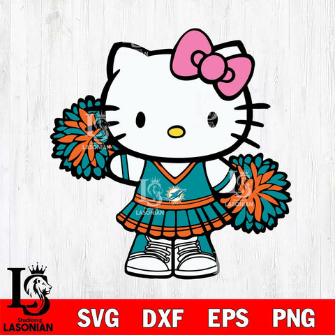 Miami Dolphins Hello Kitty Cheerleader 11 Svg Eps Dxf Png File, Digital Download, Instant Download