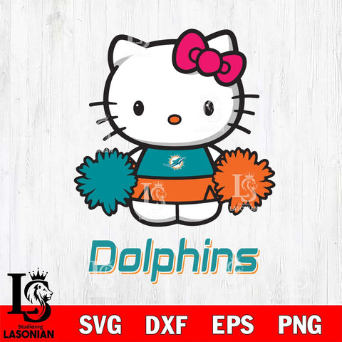 Miami Dolphins Hello Kitty Cheerleader 2 Svg Eps Dxf Png File, Digital Download, Instant Download