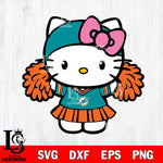 Miami Dolphins Hello Kitty Cheerleader 5 Svg Eps Dxf Png File, Digital Download, Instant Download