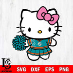 Miami Dolphins Hello Kitty Cheerleader 8 Svg Eps Dxf Png File, Digital Download, Instant Download