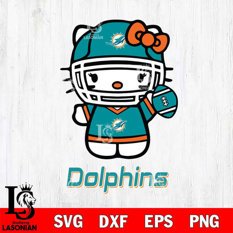 Miami Dolphins Hello Kitty Nfl 1 Svg Eps Dxf Png File, Digital Download, Instant Download