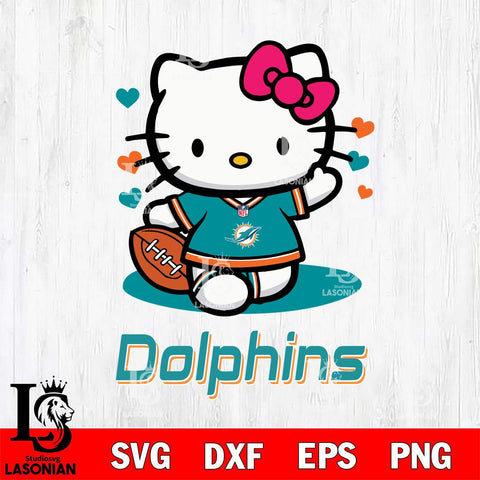 Miami Dolphins Hello Kitty Nfl 3 Svg Eps Dxf Png File, Digital Download, Instant Download