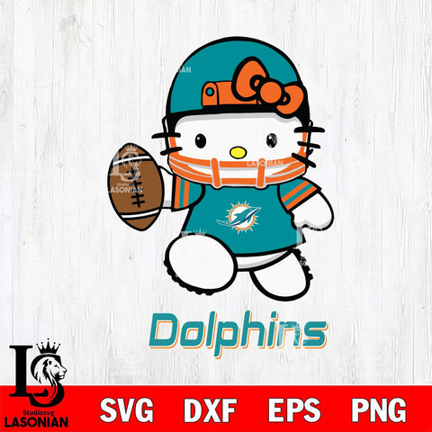 Miami Dolphins Hello Kitty Nfl 4 Svg Eps Dxf Png File, Digital Download, Instant Download