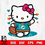 Miami Dolphins Hello Kitty sport 10 Svg Eps Dxf Png File, Digital Download, Instant Download