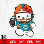 Miami Dolphins Hello Kitty sport 11 Svg Eps Dxf Png File, Digital Download, Instant Download