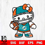 Miami Dolphins Hello Kitty sport 2 Svg Eps Dxf Png File, Digital Download, Instant Download