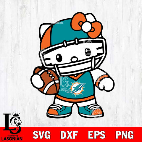 Miami Dolphins Hello Kitty sport 2 Svg Eps Dxf Png File, Digital Download, Instant Download