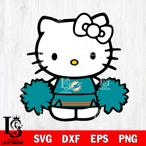 Miami Dolphins Hello Kitty sport 3 Svg Eps Dxf Png File, Digital Download, Instant Download