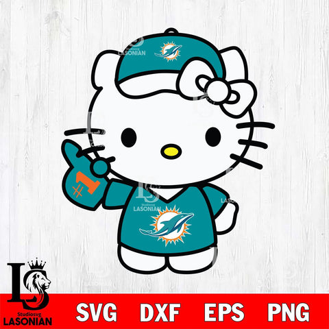 Miami Dolphins Hello Kitty sport 5 Svg Eps Dxf Png File, Digital Download, Instant Download