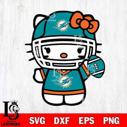 Miami Dolphins Hello Kitty sport 6 Svg Eps Dxf Png File, Digital Download, Instant Download