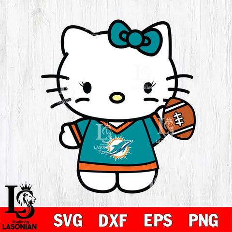 Miami Dolphins Hello Kitty sport 7 Svg Eps Dxf Png File, Digital Download, Instant Download