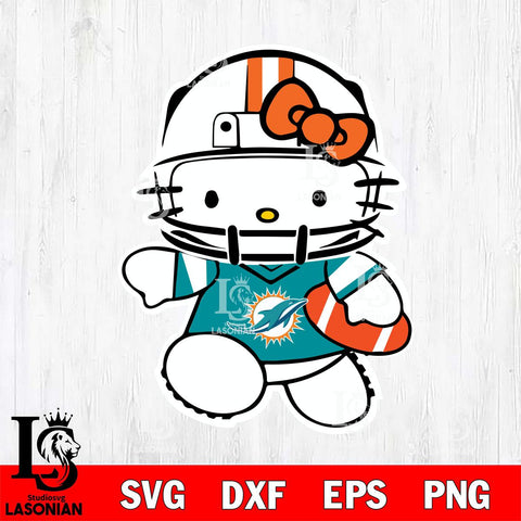 Miami Dolphins Hello Kitty sport 8 Svg Eps Dxf Png File, Digital Download, Instant Download