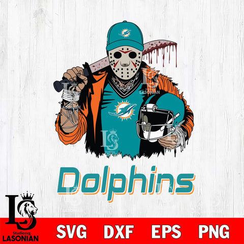 Miami Dolphins Jason Voorhees 2 Svg Eps Dxf Png File, Digital Download