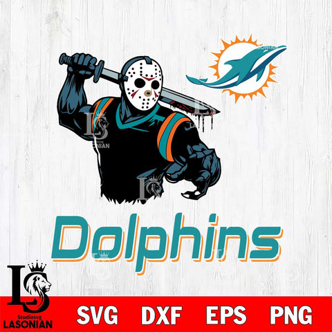 Miami Dolphins Jason Voorhees 5 Svg Eps Dxf Png File, Digital Download