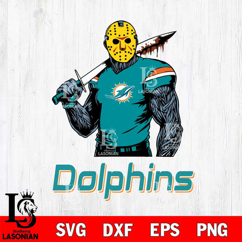 Miami Dolphins Jason Voorhees 7 Svg Eps Dxf Png File, Digital Download