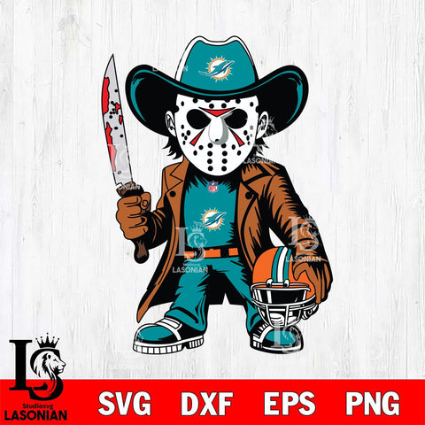 Miami Dolphins Jason Voorhees Horror Svg Eps Dxf Png File, NFL svg, Digital Download, Instant Download