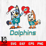 Miami Dolphins Love Bluey Christmas Svg Eps Dxf Png File, Digital Download