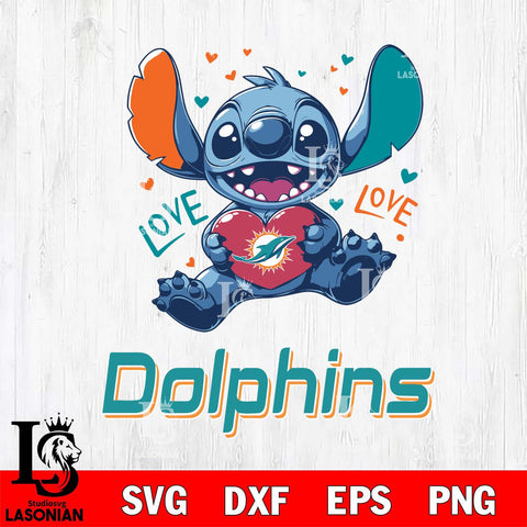 Miami Dolphins Love Stitch, Svg Eps Dxf Png File, Digital Download