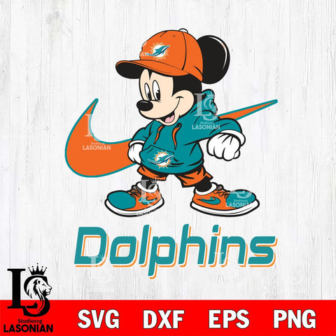 Miami Dolphins Mickey Mouse NIKE, Svg Eps Dxf Png File, Digital Download