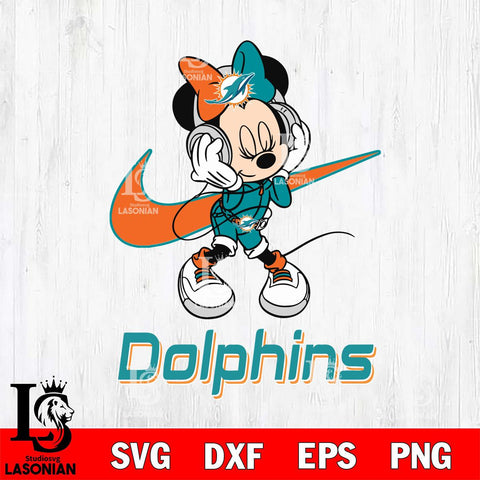 Miami Dolphins Minnie Mouse Dancing NIKE, Svg Eps Dxf Png File, Digital Download