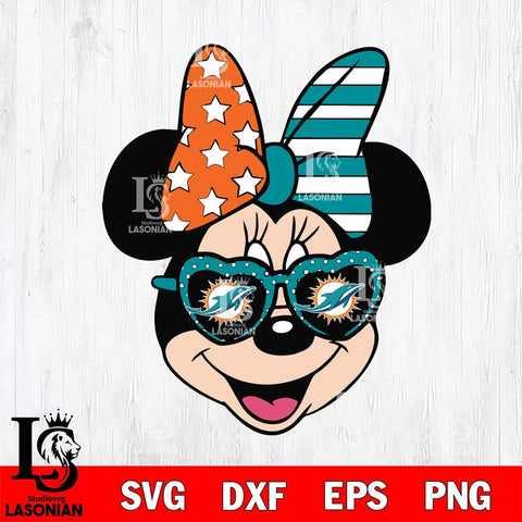 Miami Dolphins Minnie Mouse Love Svg Eps Dxf Png File, Digital Download, Instant Download