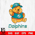 Miami Dolphins Pooh Bear Disney, Svg Eps Dxf Png File, Digital Download