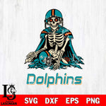 Miami Dolphins Skeleton Football 3 Svg Eps Dxf Png File, Digital Download