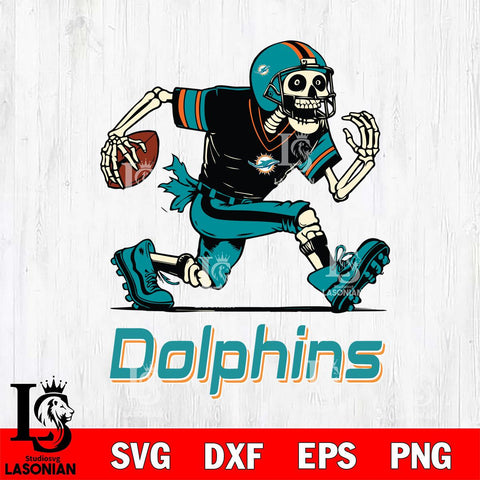 Miami Dolphins Skeleton Football Svg Eps Dxf Png File, Digital Download