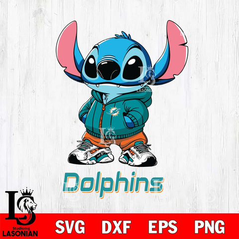 Miami Dolphins Stitch Disney NFL Svg Eps Dxf Png File, Digital Download, Instant Download