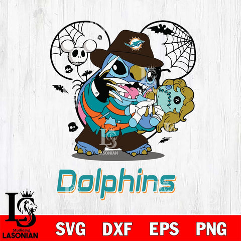 Miami Dolphins Stitch Freddy Krueger Halloween Svg Eps Dxf Png File, Digital Download, Instant Download