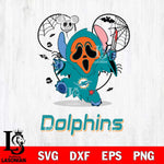 Miami Dolphins Stitch Ghost Face Halloween 2 Svg Eps Dxf Png File, Digital Download, Instant Download