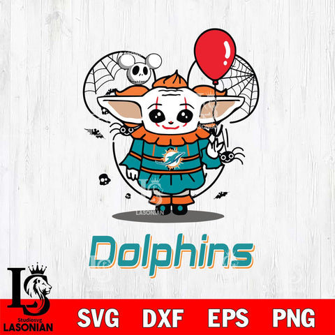 Miami Dolphins Stitch Pennywise Halloween Svg Eps Dxf Png File, Digital Download, Instant Download