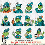 Miami Dolphins  Boujee Grinch NFL Bundle 12 SVG Eps Dxf Png File, Digital Download, Instant Download