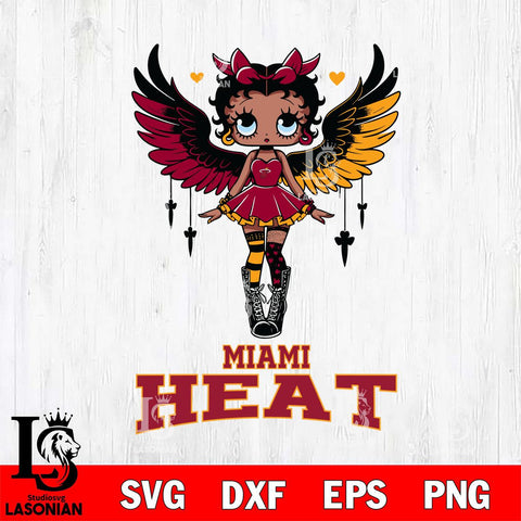 Miami Heat Anglel Black Fan Girl Betty Boop