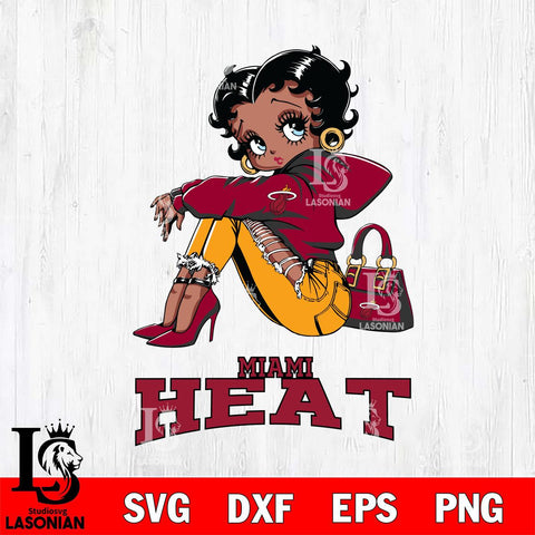 Miami Heat Betty Boop Black Fan Girl Svg Eps Dxf Png File, Digital Download, Instant Download