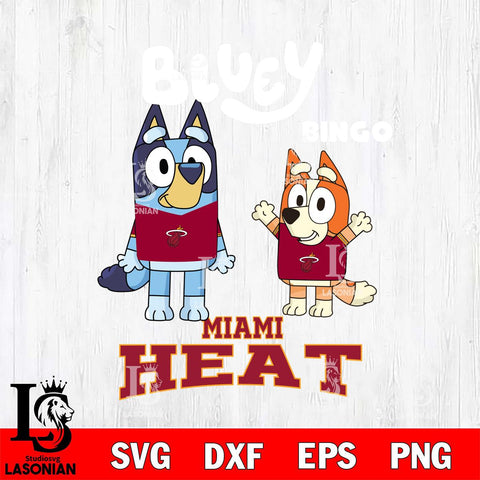 Miami Heat Bluey & Bingo 4 Svg Eps Dxf Png File, NBA svg, Digital Download, Instant Download