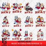 Miami Heat Bluey & Bingo NBA Bundle 12 SVG Eps Dxf Png File, Bundle NBA svg, Digital Download, Instant Download