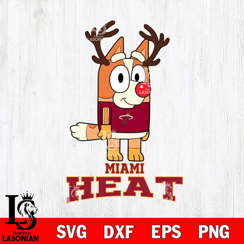 Miami Heat Bluey Chilli Christmas Deer Svg Eps Dxf Png File, Digital Download