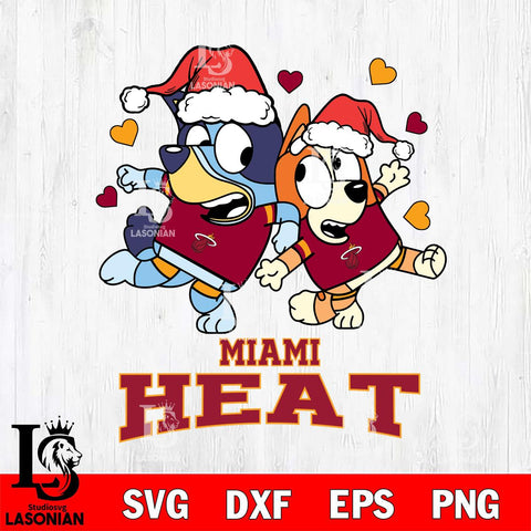 Miami Heat Bluey Christmas NFL Svg Eps Dxf Png File, Digital Download