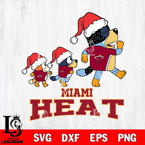 Miami Heat Bluey Family Christmas Svg Eps Dxf Png File, Digital Download