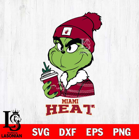 Miami Heat Boujee Grinch Christmas Cut Files Cricut, Svg Dxf Eps Png file , Silhouette