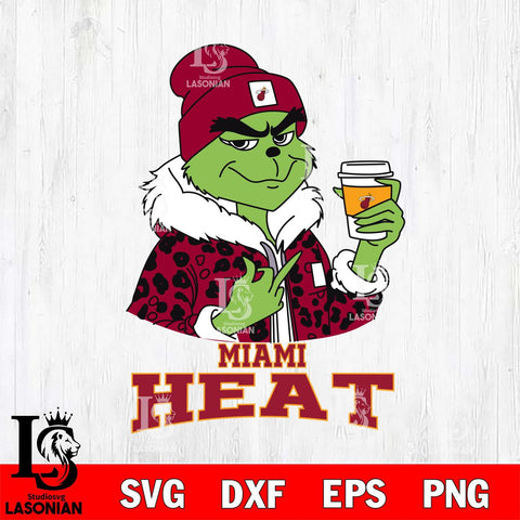 Miami Heat Boujee Grinch Leopard Christmas Cut Files Cricut, Svg Dxf Eps Png file , Silhouette