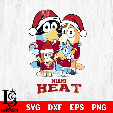 Miami Heat Christmas Bluey Family Sport Svg , Christmas Svg , Bluey svg , Digital Download, dxf eps png pdf file