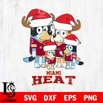 Miami Heat Christmas Bluey Santa Family Svg , Christmas Svg , Bluey svg , Digital Download, dxf eps png pdf file