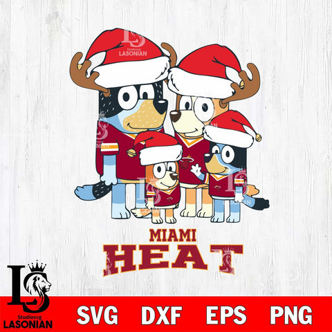 Miami Heat Christmas Bluey Santa Family Svg , Christmas Svg , Bluey svg , Digital Download, dxf eps png pdf file