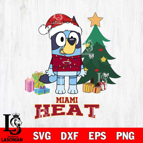 Miami Heat Christmas Bluey Tree Sport Svg , Christmas Svg , Bluey svg , Digital Download, dxf eps png pdf file