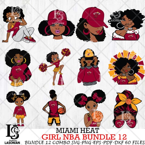 Miami Heat Girl NBA Bundle 12 Svg Eps Dxf Png File, Digital Download, Instant Download