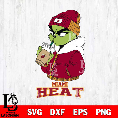 Miami Heat Grinch Bougie Christmas Cut Files Cricut, Svg Dxf Eps Png file , Silhouette